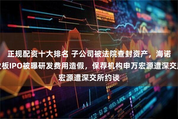 正规配资十大排名 子公司被法院查封资产，海诺尔创业板IPO被曝研发费用造假，保荐机构申万宏源遭深交所约谈
