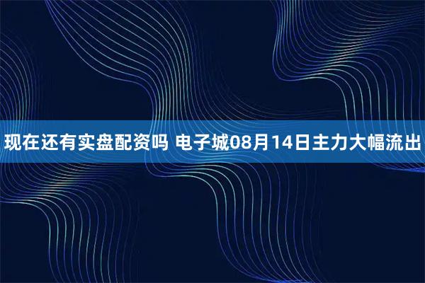 现在还有实盘配资吗 电子城08月14日主力大幅流出